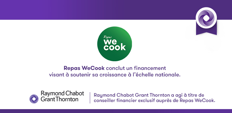 Repas WeCook conclut un financement visant à soutenir sa croissance à l'échelle nationale.