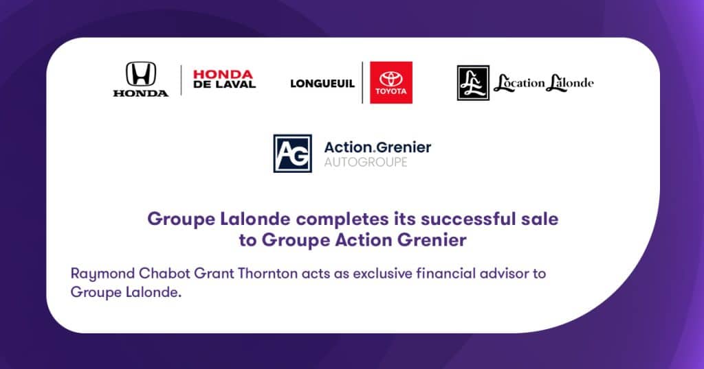 Transaction Groupe Lalonde and Action Grenier